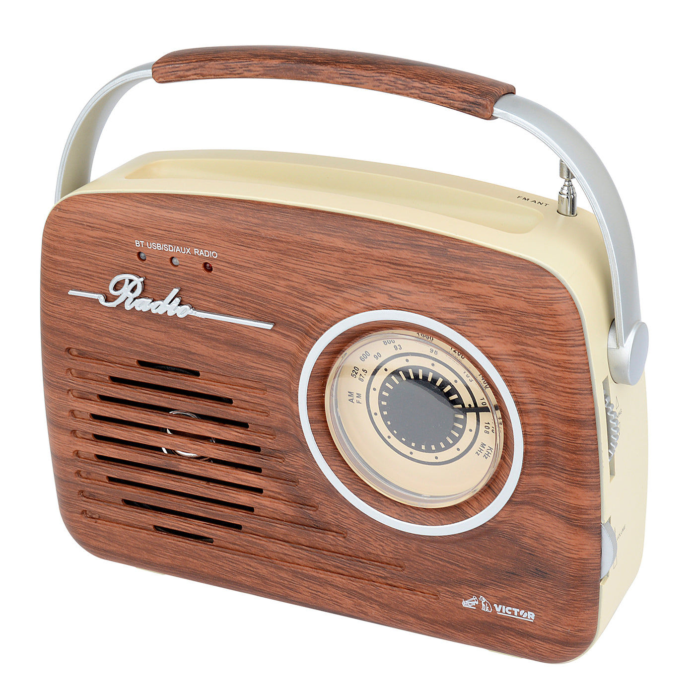 Portable Retro Radio with Built-in Rechargeable Battery