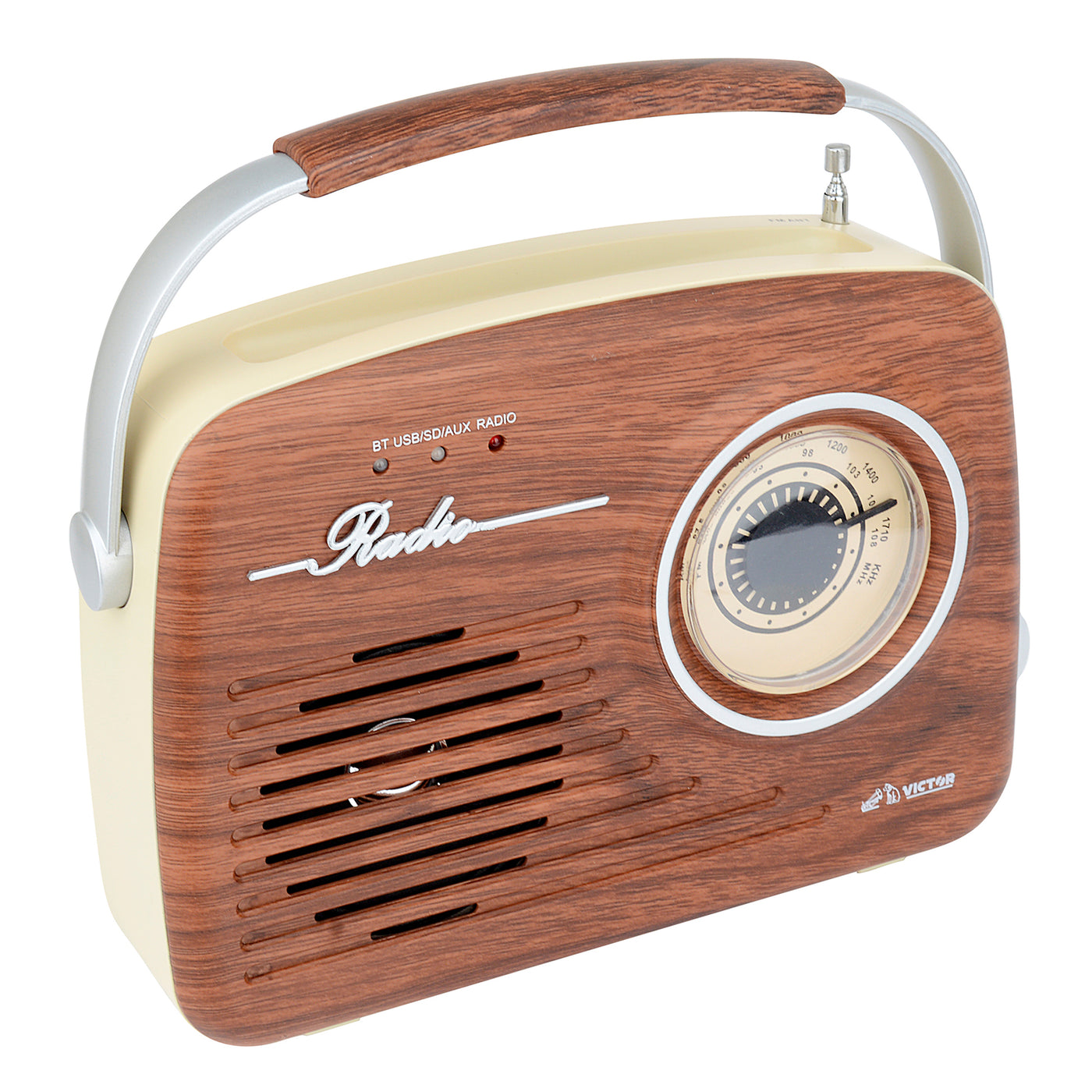 Portable Retro Radio with Built-in Rechargeable Battery